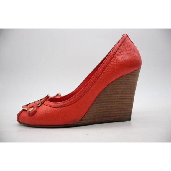 Tory Burch Amanda Women’s Size 7.5 M Leather High Wedge Open Toe Shoes - Picture 10 of 12